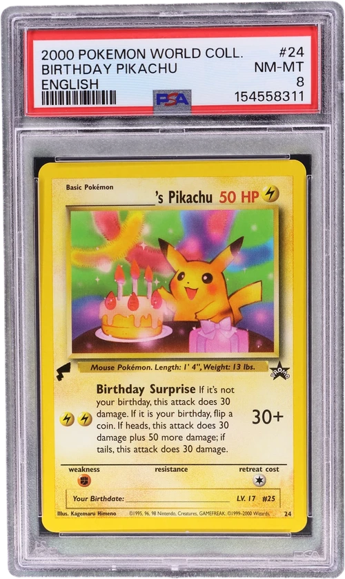 2000 Pokemon Pikachu World Collection #24 Birthday Pikachu English