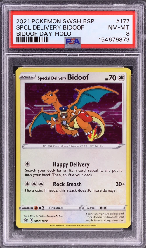 2021 Pokemon Swsh Black Star Promo #177 Special Delivery Bidoof-Holo Bidoof Day