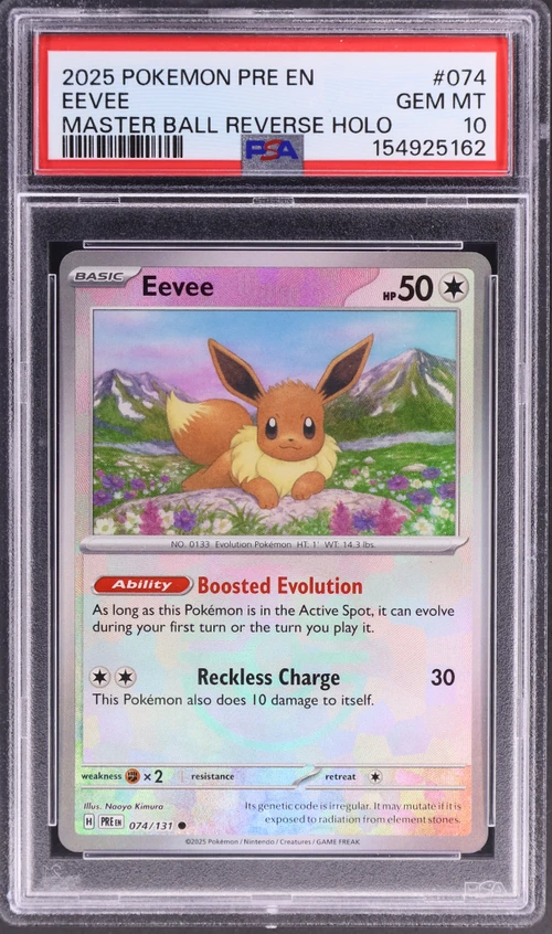 2025 Pokemon Pre En-Prismatic Evolutions #074 Eevee Master Ball Reverse Holo