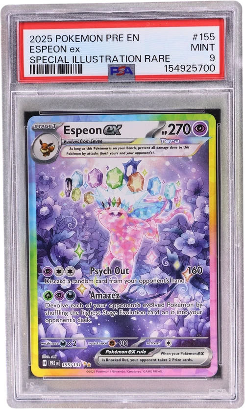 2025 Pokemon Pre En-Prismatic Evolutions #155 Espeon Ex Special Illustration Rare