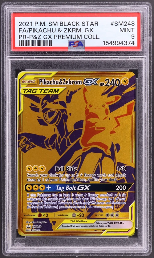 2021 Pokemon Sm Black Star Promo #SM248 Full Art / Pikachu & Zekrom Gx Pikachu & Zekrom Gx Premium Collection