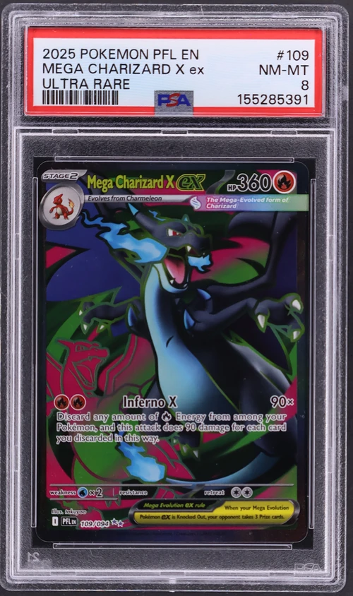 2025 Pokemon Pfl En-Phantasmal Flames #109 Mega Charizard X Ex Ultra Rare