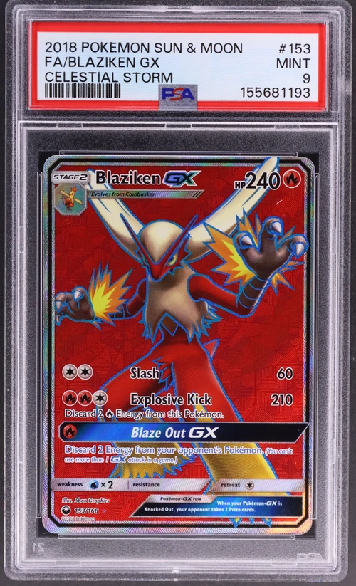 2018 Pokemon Sun & Moon Celestial Storm #153 Full Art / Blaziken Gx