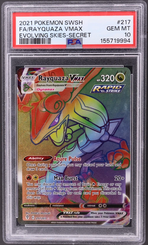 2021 Pokemon Sword & Shield Evolving Skies #217 Full Art / Rayquaza Vmax Secret
