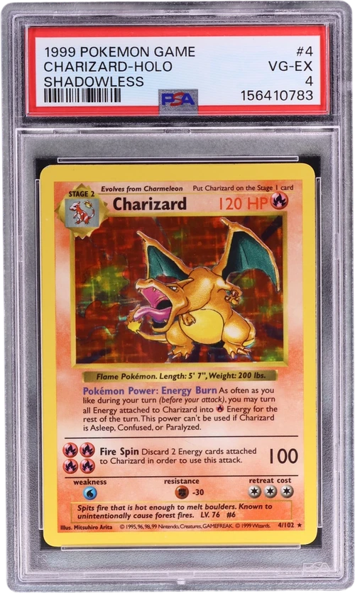 1999 Pokemon Game #4 Charizard-Holo Shadowless (PSA 4)