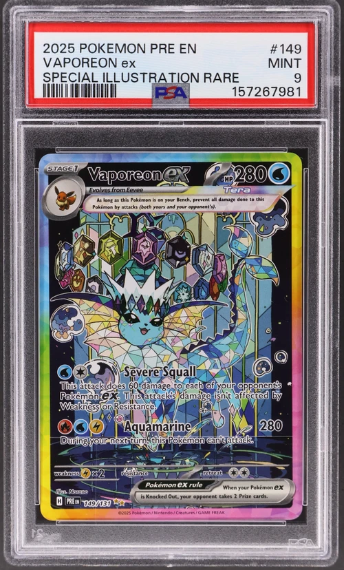 2025 Pokemon Pre En-Prismatic Evolutions #149 Vaporeon Ex Special Illustration Rare