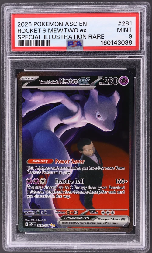 2026 Pokemon Asc En-Ascended Heroes #281 Team Rocket's Mewtwo Ex Special Illustration Rare (PSA 9)