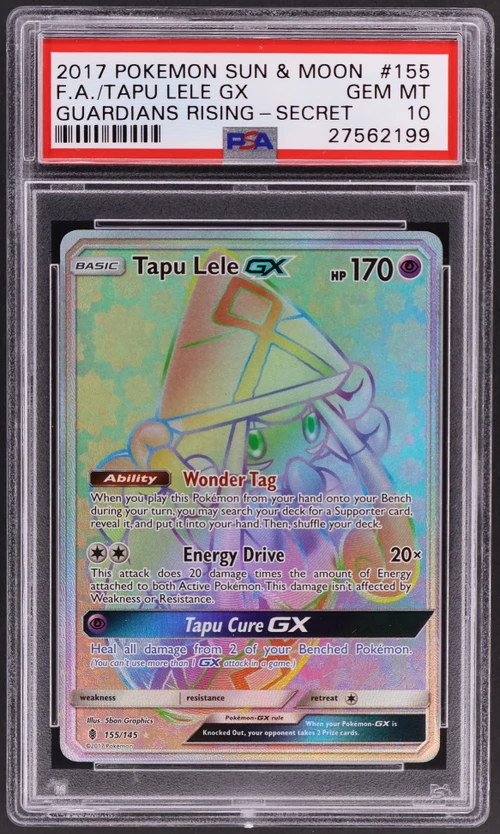 2017 Pokemon Sun & Moon Guardians Rising #155 Full Art / Tapu Lele Gx Secret