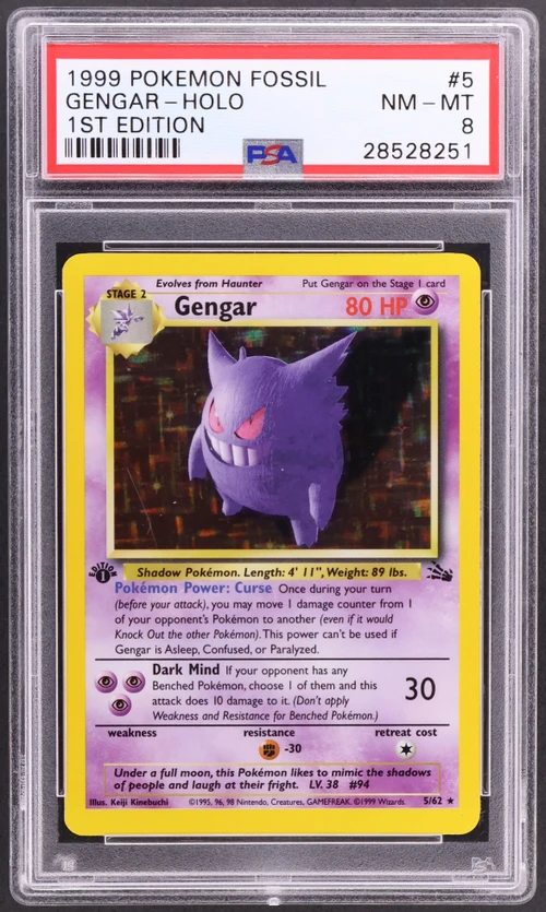 1999 Pokemon Fossil #5 Gengar-Holo 1st Edition
