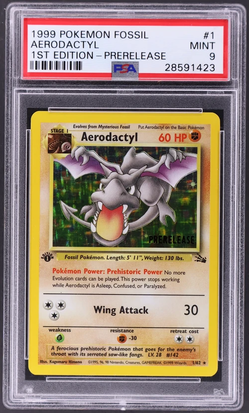 1999 Pokemon Fossil #1 Aerodactyl-Holo 1st Edition-Prerelease