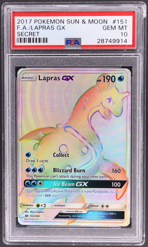2017 Pokemon Sun & Moon #151 Full Art / Lapras Gx Secret