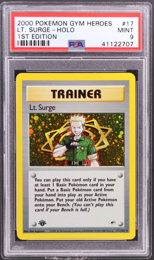 2000 Pokemon Gym Heroes #17 Lt. Surge-Holo 1st Edition