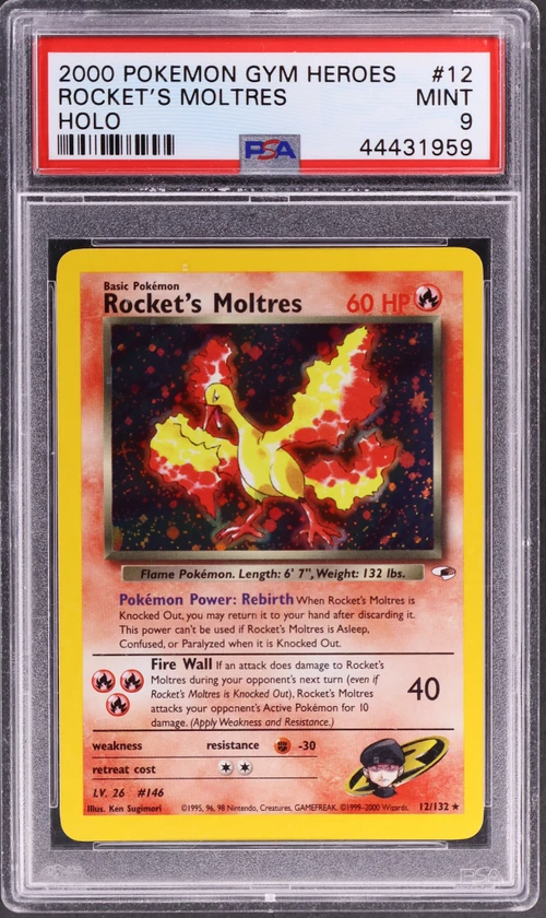 2000 Pokemon Gym Heroes #12 Rocket's Moltres Holo