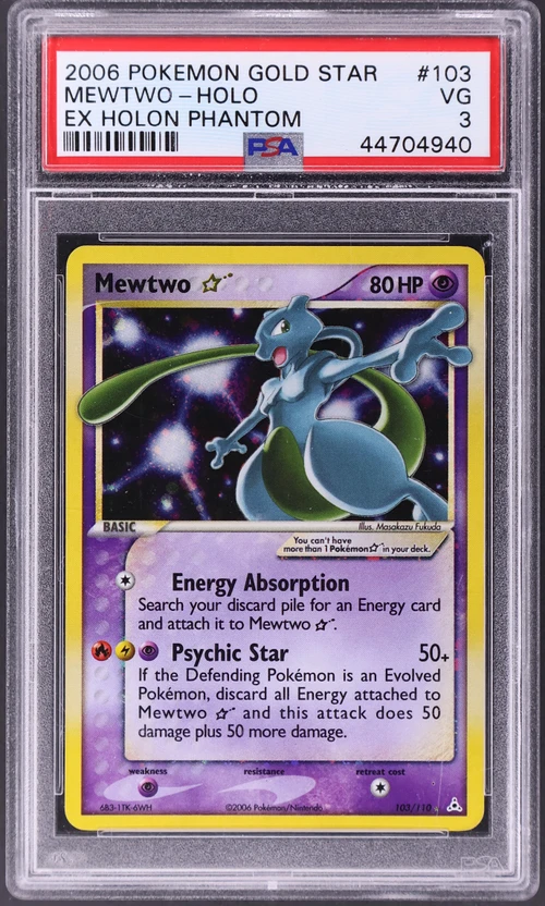 2006 Pokemon Ex Holon Phantoms #103 Mewtwo-Holo Gold Star (PSA 3)