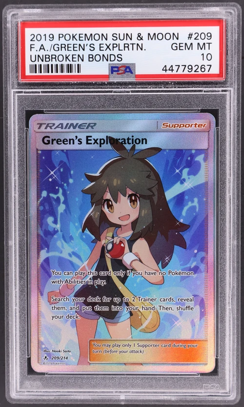 2019 Pokemon Sun & Moon Unbroken Bonds #209 Full Art / Green's Exploration