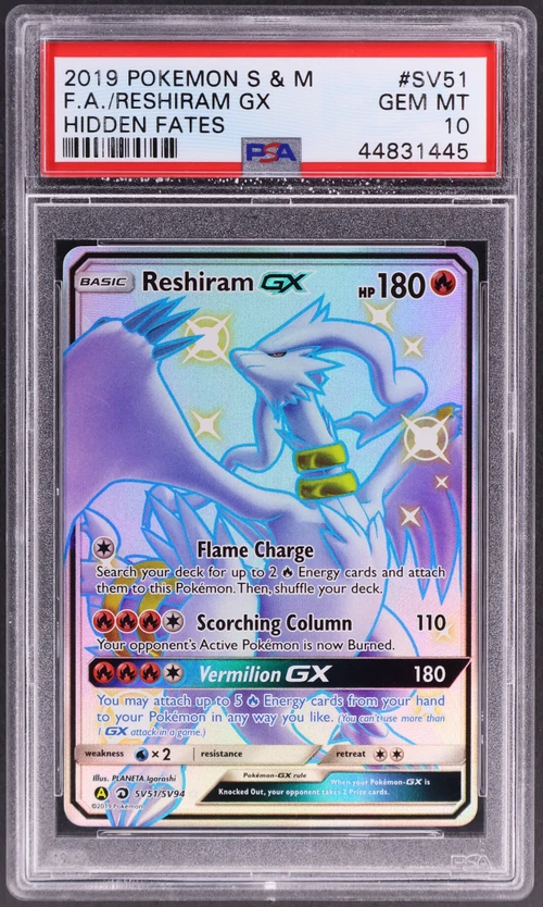 2019 Pokemon Sun & Moon Hidden Fates #SV51 Full Art / Reshiram Gx