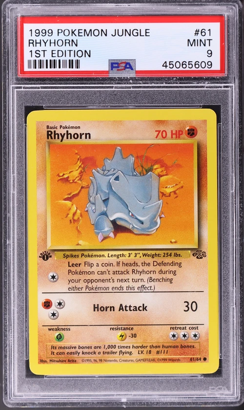 1999 Pokemon Jungle #61 Rhyhorn 1st Edition