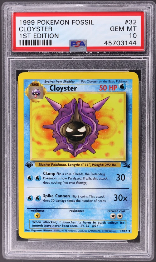 1999 Pokemon Fossil #32 Cloyster 1st Edition
