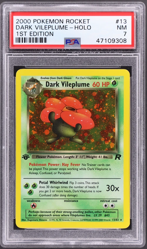 2000 Pokemon Rocket #13 Dark Vileplume-Holo 1st Edition