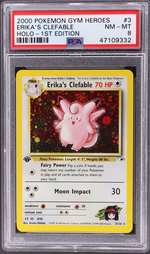 2000 Pokemon Gym Heroes #3 Erika's Clefable Holo-1st Edition