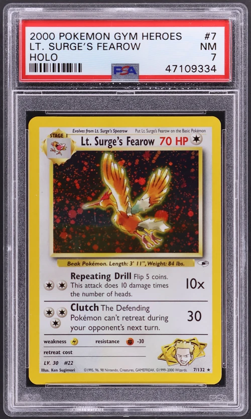 2000 Pokemon Gym Heroes #7 Lt. Surge's Fearow Holo