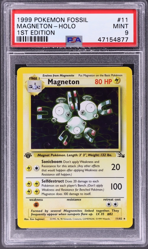 1999 Pokemon Fossil #11 Magneton-Holo 1st Edition