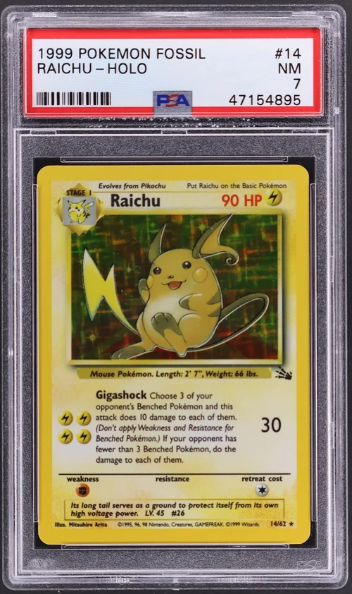 1999 Pokemon Fossil #14 Raichu-Holo