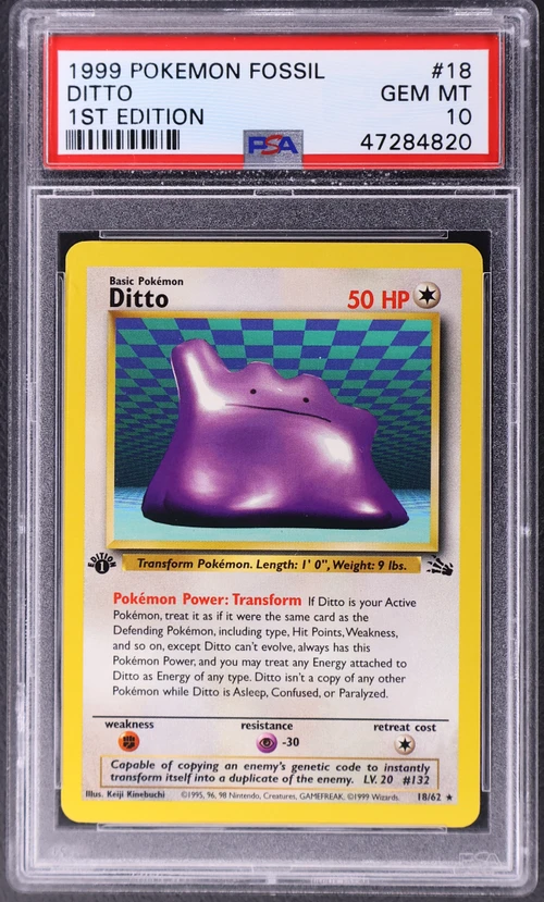 1999 Pokemon Fossil #18 Ditto 1st Edition