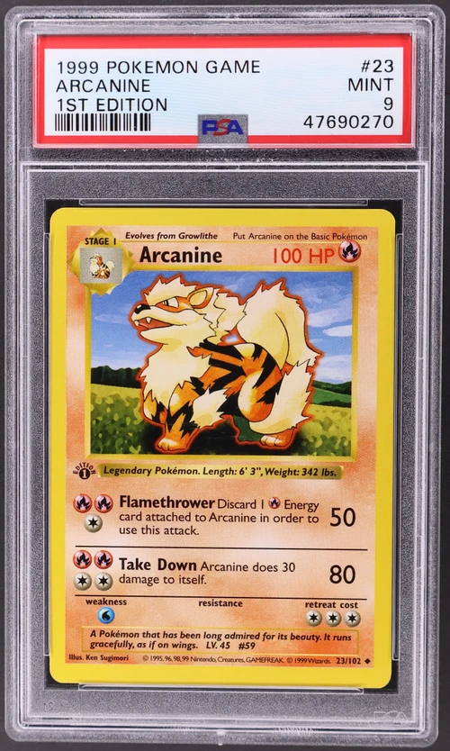 1999 Pokemon Game #23 Arcanine 1st Edition