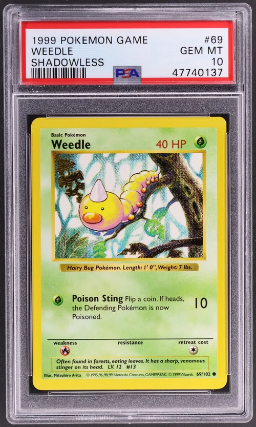 1999 Pokemon Game #69 Weedle Shadowless