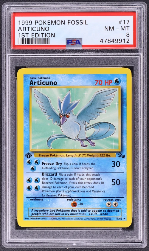 1999 Pokemon Fossil #17 Articuno 1st Edition
