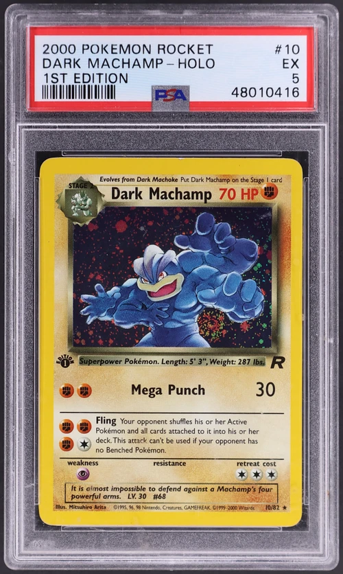 2000 Pokemon Rocket #10 Dark Machamp-Holo 1st Edition