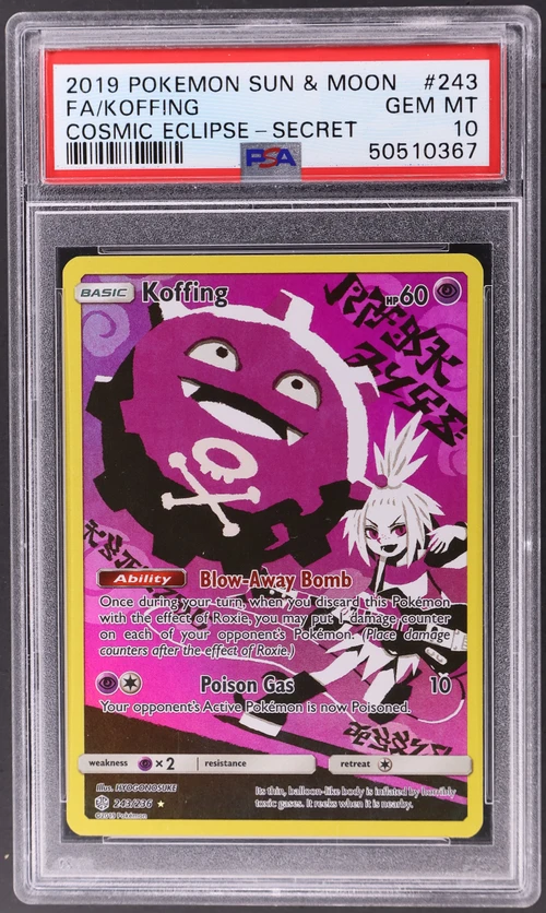 2019 Pokemon Sun & Moon Cosmic Eclipse #243 Full Art / Koffing Secret