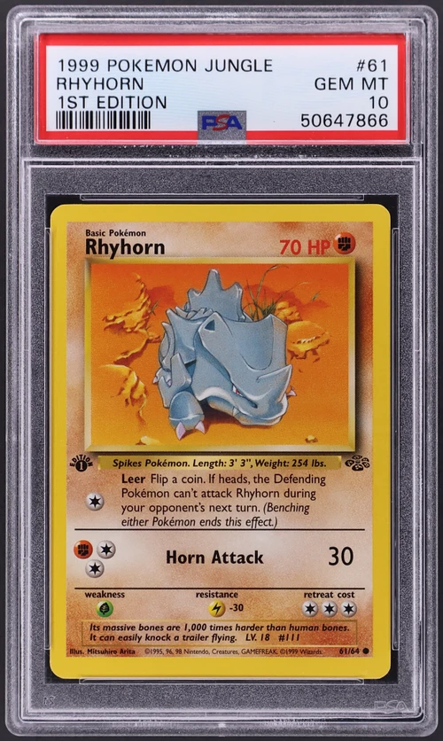 1999 Pokemon Jungle #61 Rhyhorn 1st Edition
