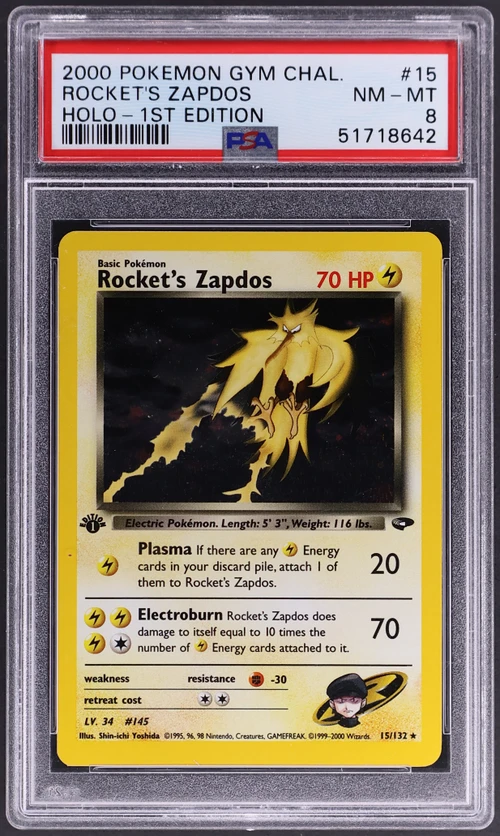 2000 Pokemon Gym Challenge #15 Rocket's Zapdos Holo-1st Edition