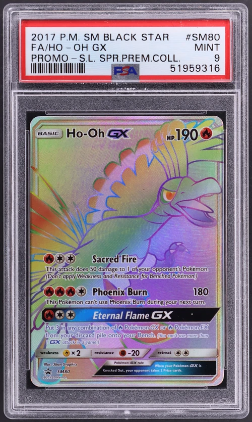 2017 Pokemon Sm Black Star Promo #SM80 Full Art / Ho-Oh Gx Shining Legends Super Premium Collection