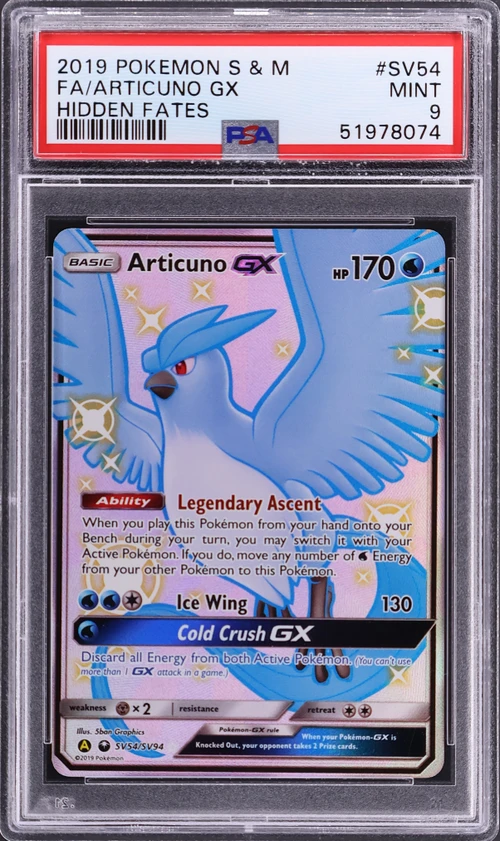 2019 Pokemon Sun & Moon Hidden Fates #SV54 Full Art / Articuno Gx