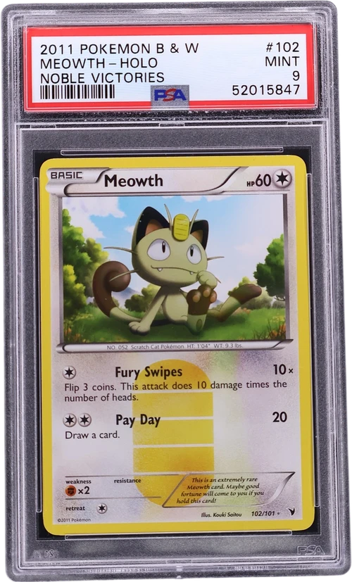 2011 Pokemon Black & White Noble Victories #102 Meowth-Holo