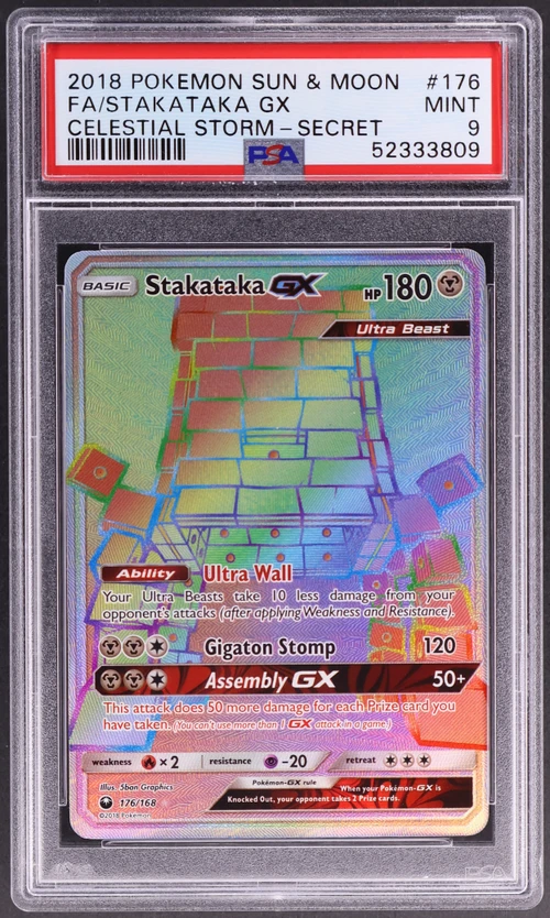 2018 Pokemon Sun & Moon Celestial Storm #176 Full Art / Stakataka Gx Secret