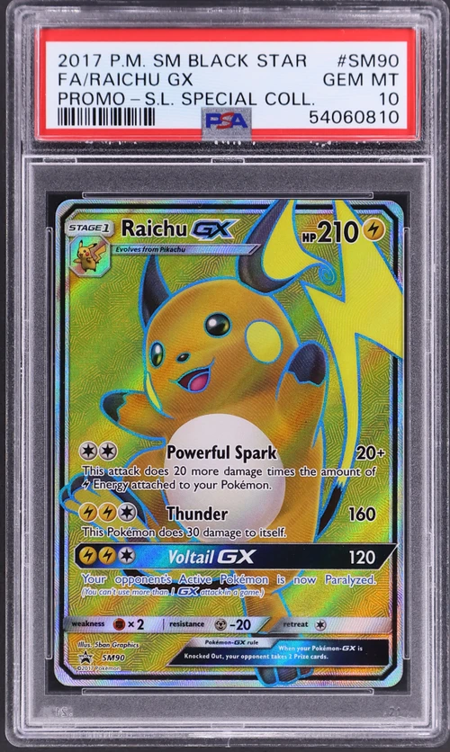2017 Pokemon Sm Black Star Promo #SM90 Full Art / Raichu Gx Shining Legends Special Collection