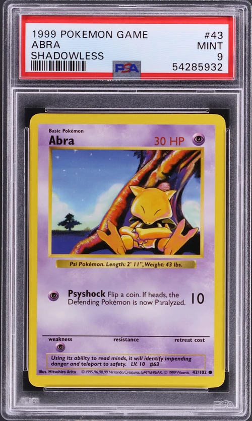 1999 Pokemon Game #43 Abra Shadowless