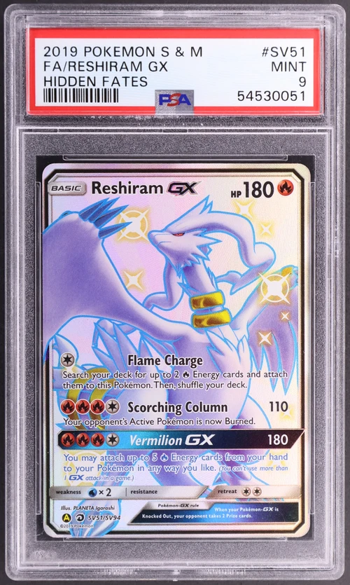 2019 Pokemon Sun & Moon Hidden Fates #SV51 Full Art / Reshiram Gx