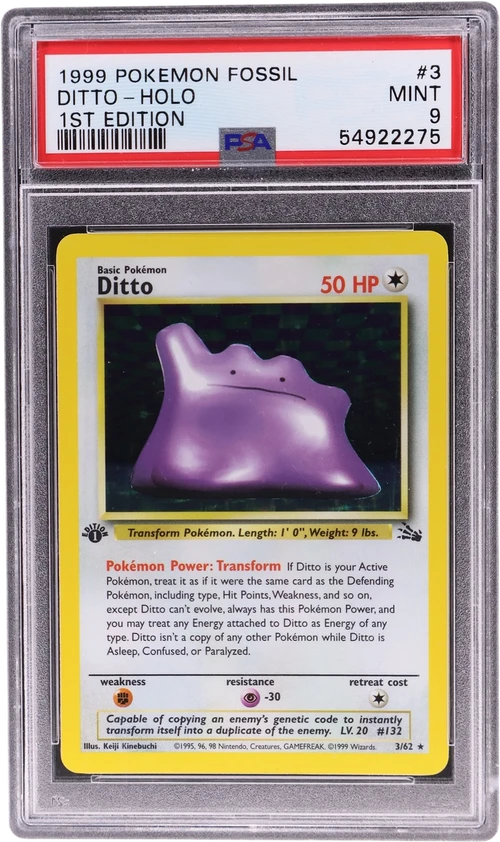 1999 Pokemon Fossil #3 Ditto-Holo 1st Edition