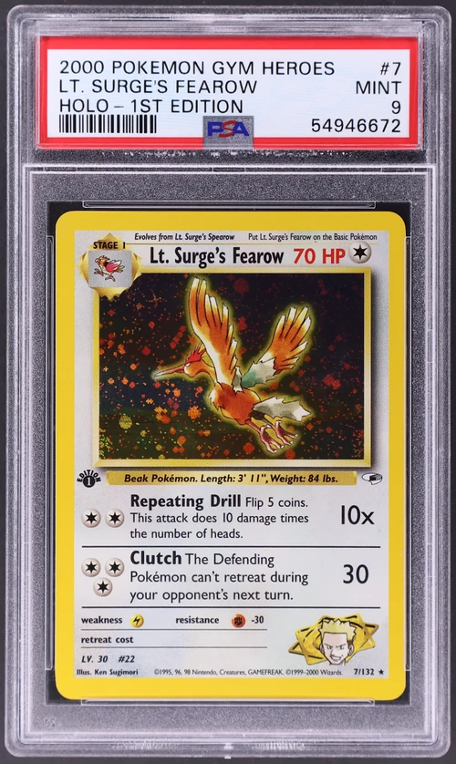2000 Pokemon Gym Heroes #7 Lt. Surge's Fearow Holo-1st Edition