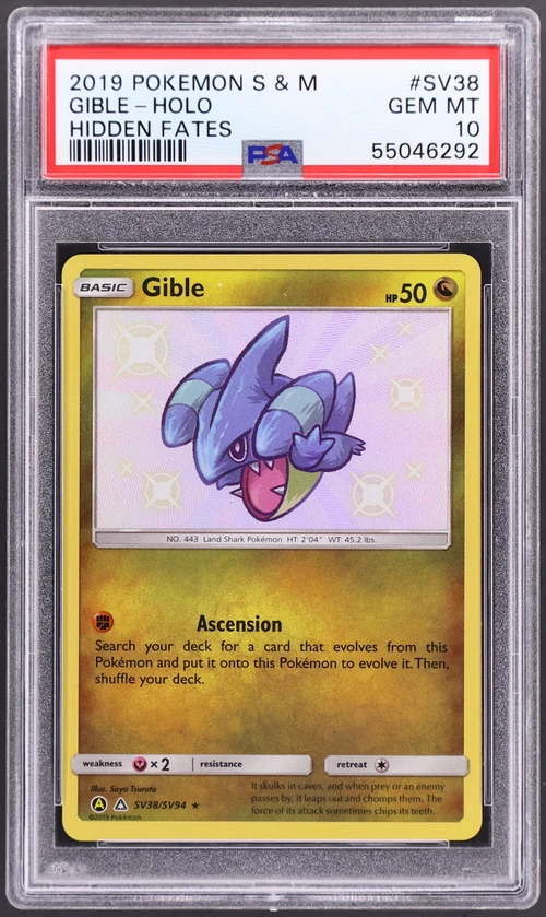 2019 Pokemon Sun & Moon Hidden Fates #SV38 Gible-Holo
