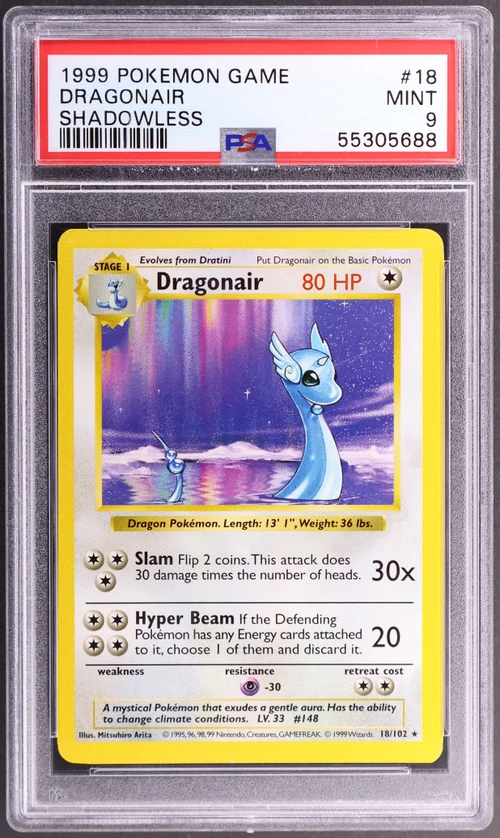 1999 Pokemon Game #18 Dragonair Shadowless