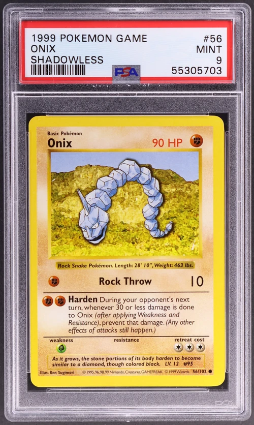 1999 Pokemon Game #56 Onix Shadowless