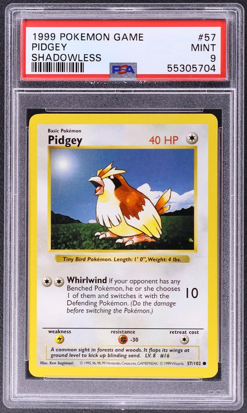 1999 Pokemon Game #57 Pidgey Shadowless