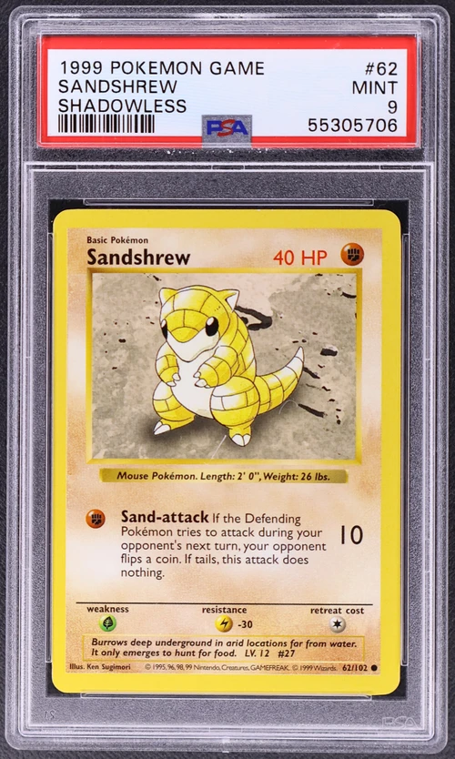 1999 Pokemon Game #62 Sandshrew Shadowless