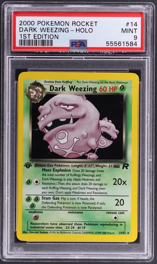 2000 Pokemon Rocket #14 Dark Weezing-Holo 1st Edition